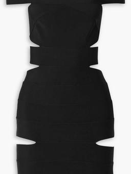 Off-the-shoulder cutout stretch-knit mini dress