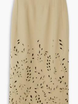 Broderie anglaise wool-twill midi skirt
