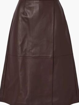 Wrap-effect leather skirt