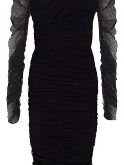 Ruched cotton-blend tulle dress