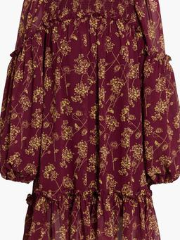 Zola shirred floral-print crepe de chine mini dress