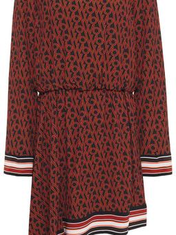 Asymmetric printed crepe mini dress