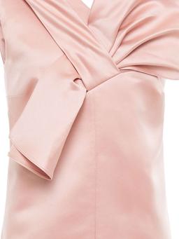 One-shoulder bow-embellished duchesse-satin top