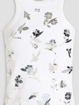 Embellished cotton-blend jersey tank