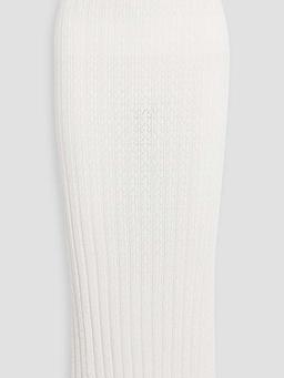 Dera ribbed pointelle-knit midi skirt