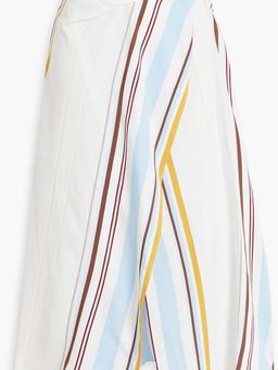 Clara wrap-effect striped twill midi skirt