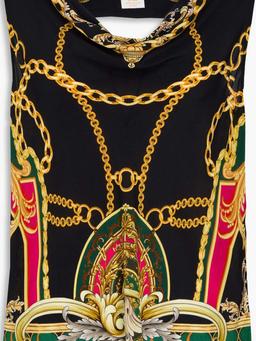 Cutout printed silk crepe de chine top