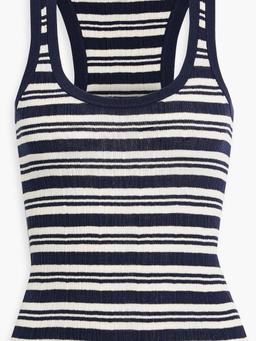 Iris striped ribbed cotton-blend tank
