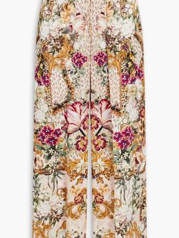 Printed silk crepe de chine wide-leg pants