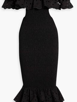 Luisa off-the-shoulder broderie anglaise cotton-blend midi dress