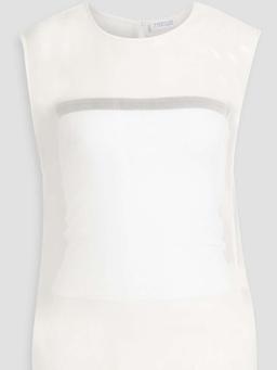 Bead-embellished silk-organza top
