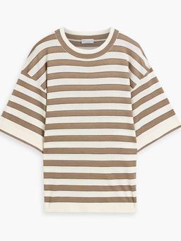 Striped cashmere and silk-blend top