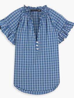 Milly ruffled checked cotton-voile top