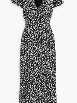 The Calais ruffled floral-print crepe de chine midi dress