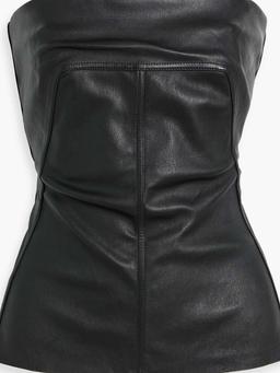 Strapless leather-blend bustier top