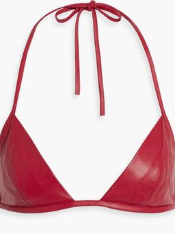 Halterneck leather bra top