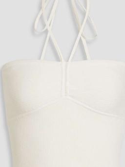 Linnie ribbed-knit halterneck top