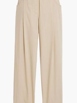 Bead-embellished cotton-sateen tapered pants