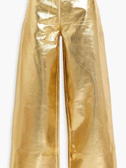 Metallic high-rise wide-leg jeans