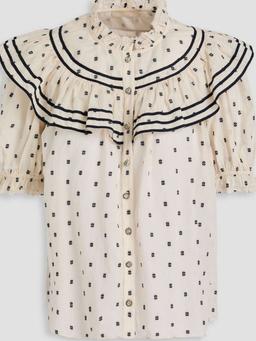 Wren ruffled fil coupé cotton blouse