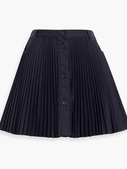 Skirt-effect pleated twill shorts