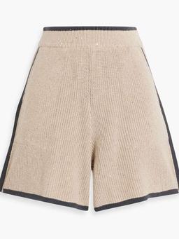Sequin-embellished cotton-blend shorts