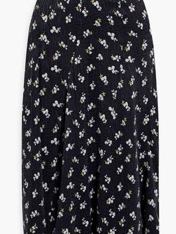 Floral-print cupro-blend jacquard midi skirt