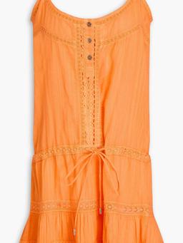 Kelly crocheted lace-trimmed cotton-gauze mini dress