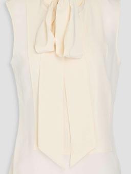 Pussy-bow silk crepe de chine top