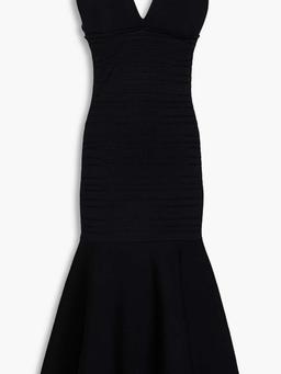 Fluted pointelle-knit midi dress