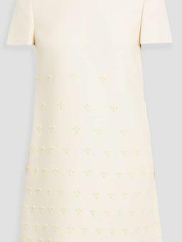 Embellished wool and silk-blend crepe mini dress