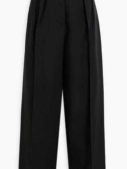 Twill wide-leg pants