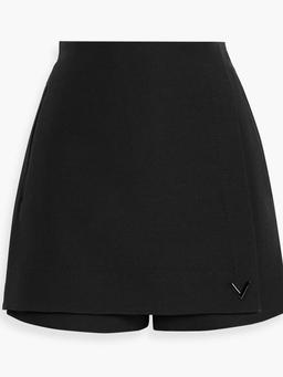 Skirt-effect wool and silk-blend crepe shorts