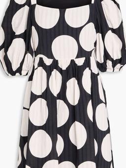 Ana polka-dot linen-blend seersucker mini dress