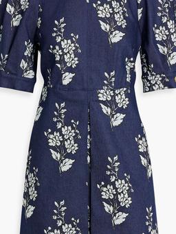 Floral-print denim mini dress