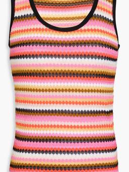 Crochet-knit cotton-blend tank