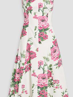 Floral-print cotton-blend poplin midi dress
