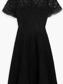 Guipure lace and stretch-knit dress