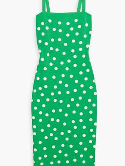 Polka-dot jacquard-knit midi dress