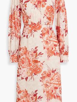 Floral-print fil coupé chiffon midi dress