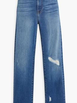 River distressed high-rise straight-leg jeans