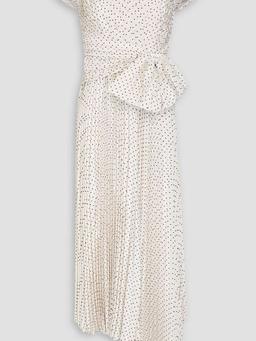 Tabitha asymmetric polka-dot crepe de chine midi dress