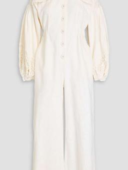 Kyony cloqué-trimmed ramie-blend jumpsuit