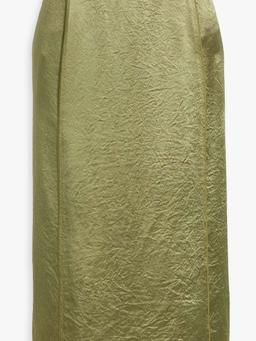 Crinkled-satin midi skirt