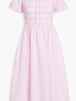 Willow lace-trimmed gingham cotton-seersucker midi dress