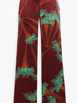 Chocolate Unbound Life printed silk-satin wide-leg pants