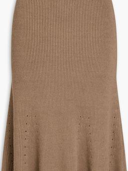 Ribbed linen-blend skirt