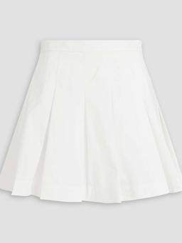 Cal pleated cotton-blend poplin mini skirt