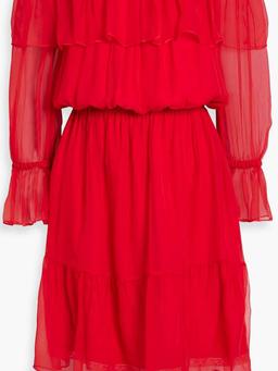 Off-the-shoulder silk-chiffon mini dress