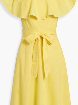 Ruffled cotton and linen-blend mini dress